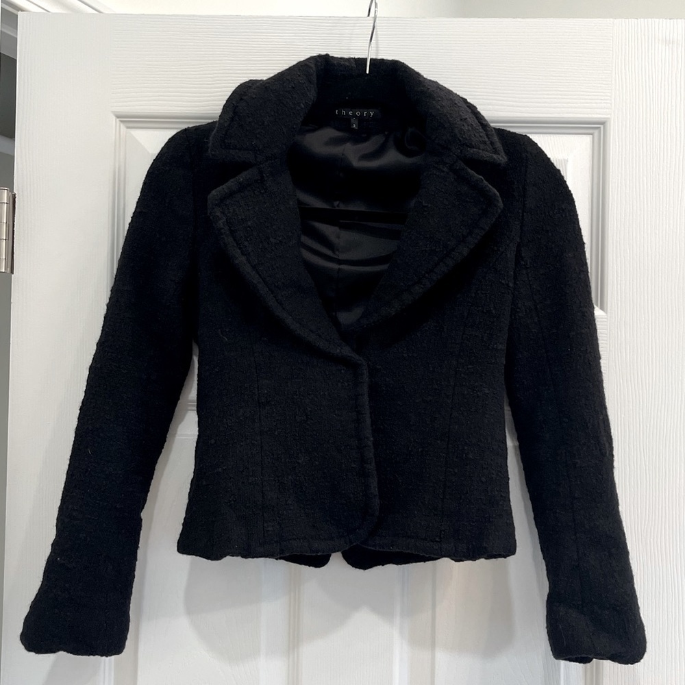 Theory Wool Black Cropped Blazer Size 2